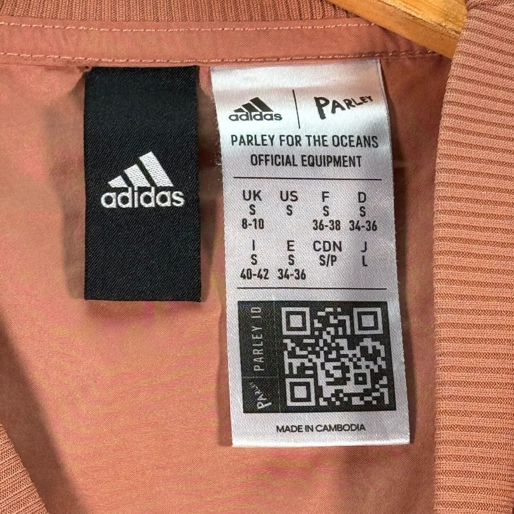 Adidas‎ Parley Top Womens Small Rose Gold Windbreaker Lightweight Active Swoosh - Picture 7 of 11